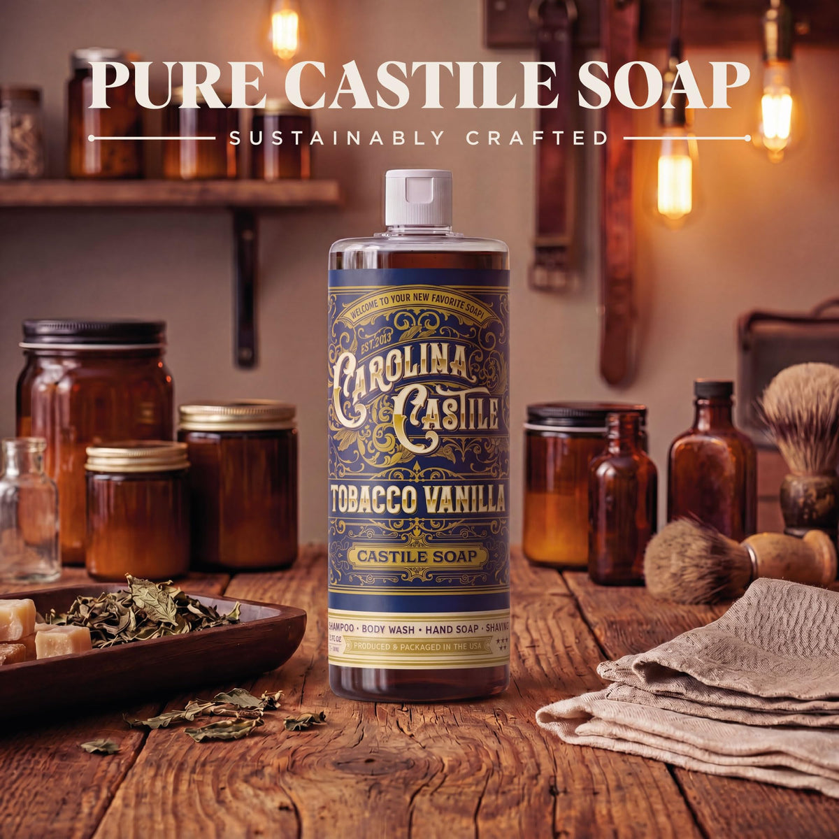 Carolina Castile bottle held in hand to show size and concentrated value