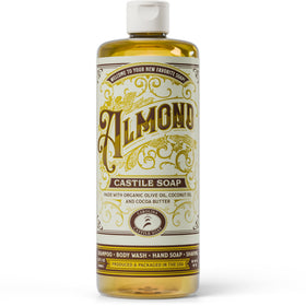 Carolina Castile Soap front label showing almond scent and organic claims, clear product information