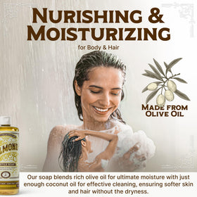 Carolina Castile Soap pouring texture from bottle, demonstrating concentrated creamy consistency