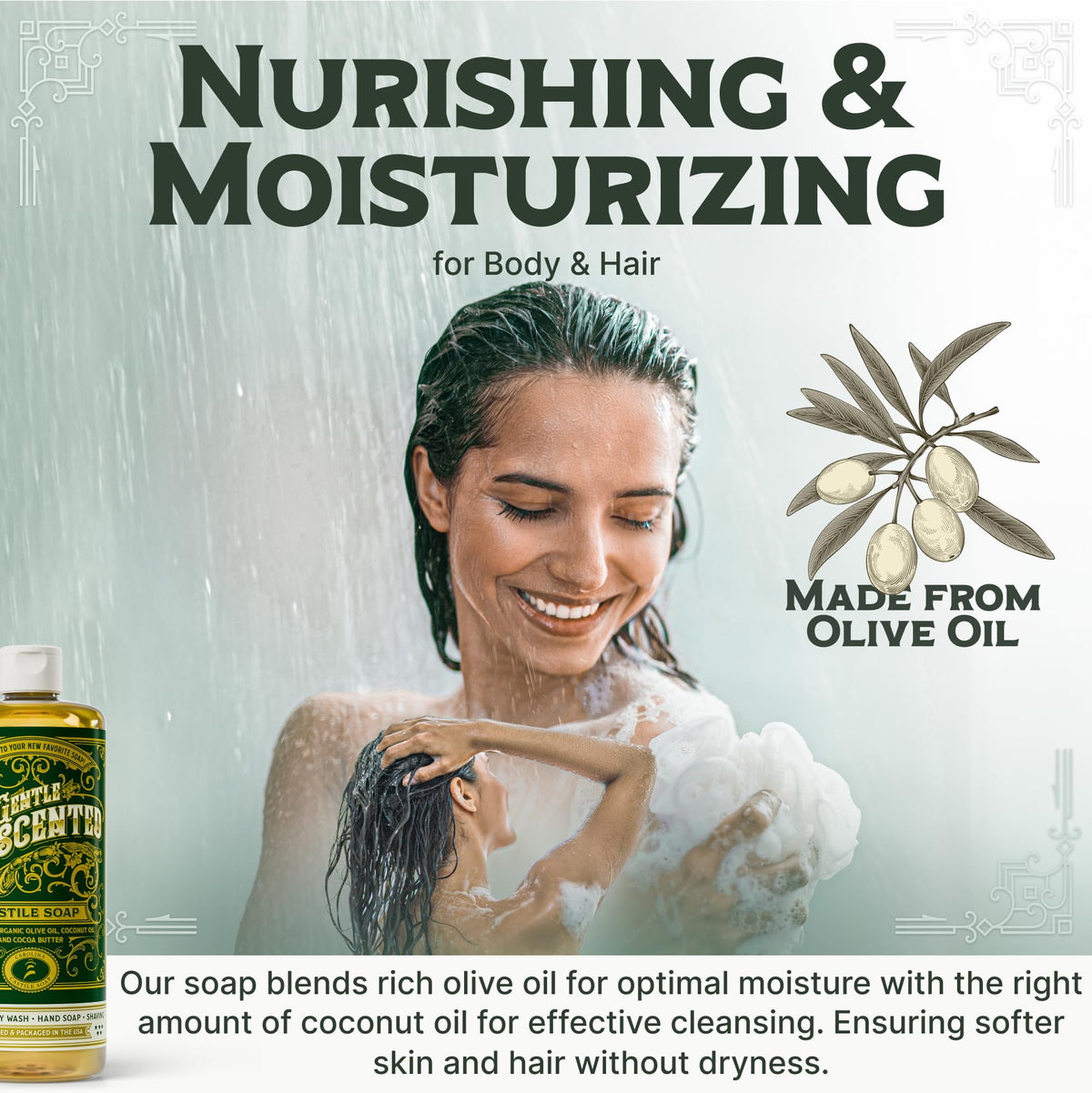 Carolina Castile Soap back label close-up listing organic ingredients and certifications
