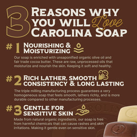 Carolina Castile Soap close-up of bar texture highlighting creamy triple-milled lather benefits