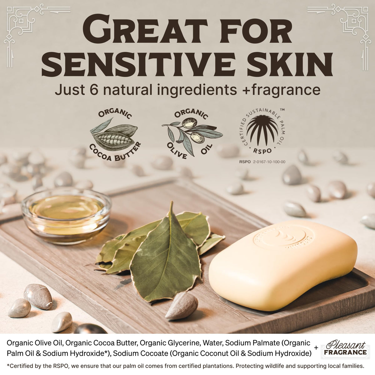 Carolina Castile Soap rich lather in hand showing moisturizing cleanse benefit