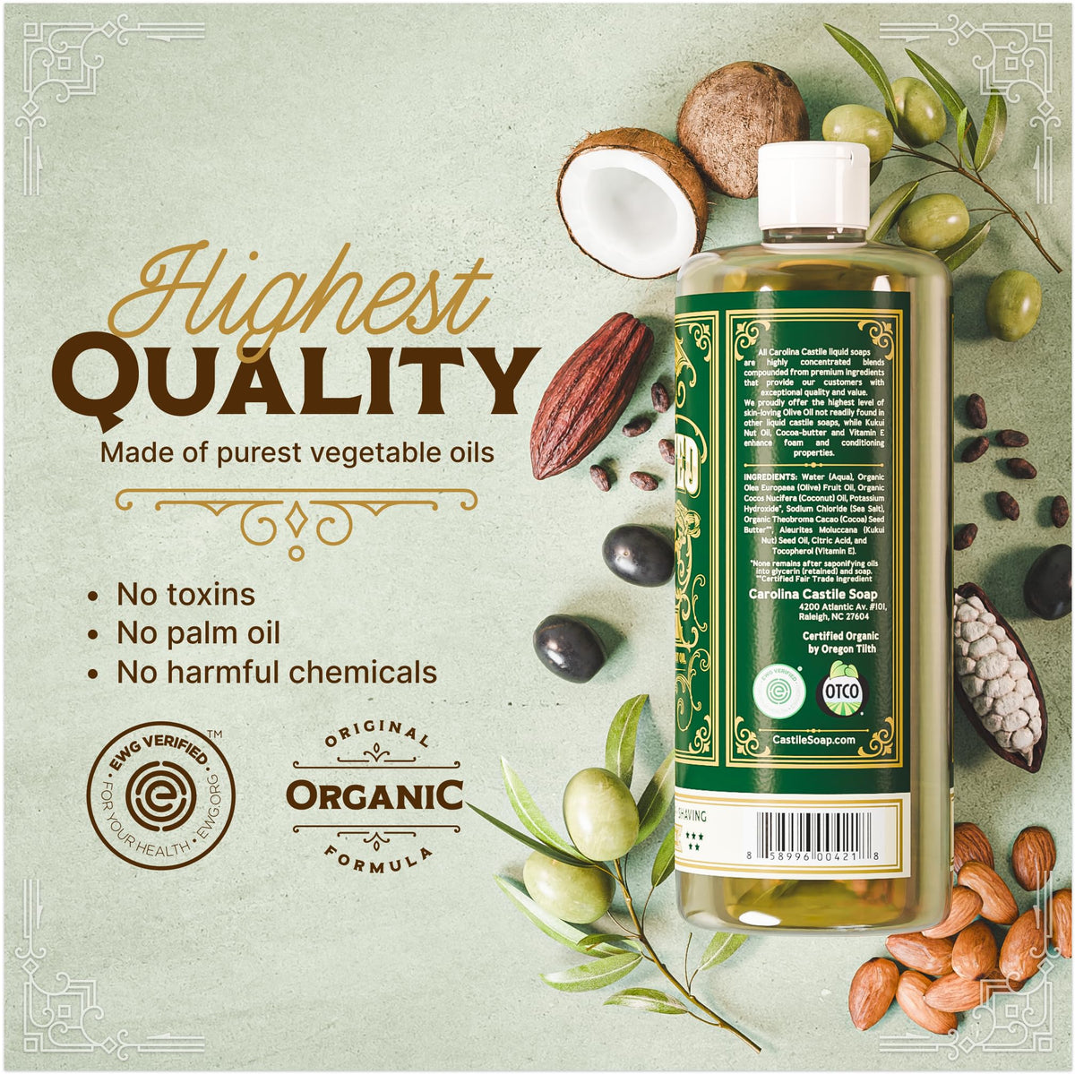 Carolina Castile Soap creating creamy lather on hands for gentle moisturizing cleanse