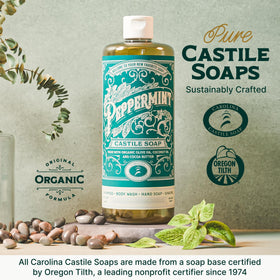 Shower scene with Carolina Castile Soap used as body wash, benefit: refreshing peppermint experience