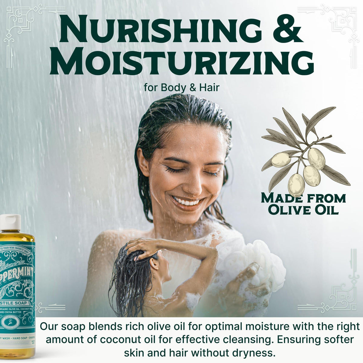 Carolina Castile Soap being poured from gallon container, benefit: concentrated pour for refills