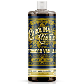 Carolina Castile front packaging showing 32 fl oz bottle and label benefits