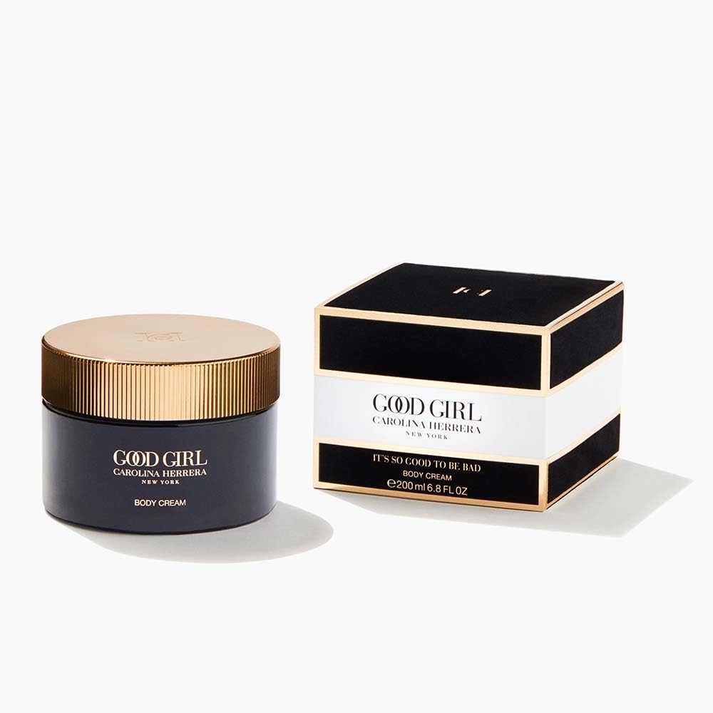 Carolina Herrera Good Girl open cap showing creamy texture and quick absorption benefit