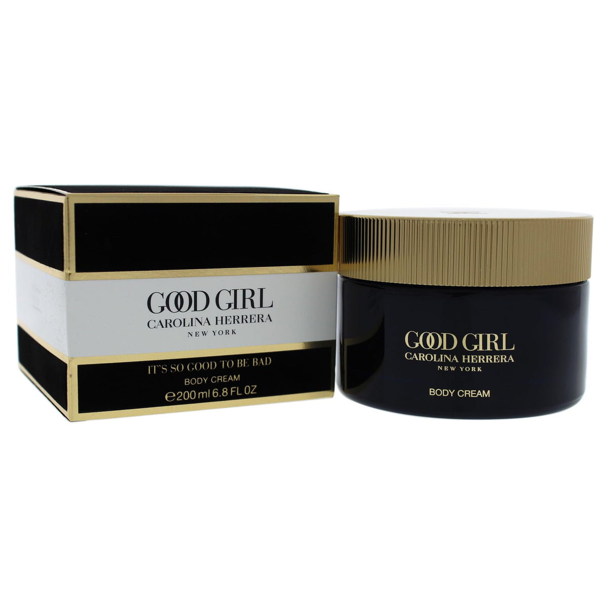 Carolina Herrera Good Girl jar held in hand showing size and travel-friendly benefit