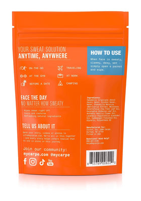Carpe wipes next to phone showing size for convenient portability benefit