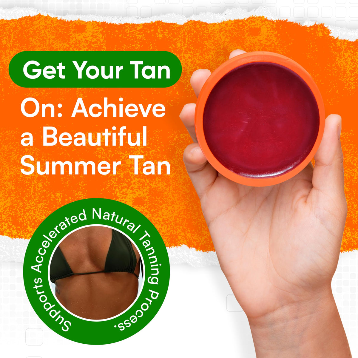 Carrot Sun in beach setting showing lifestyle-ready hydrated tan