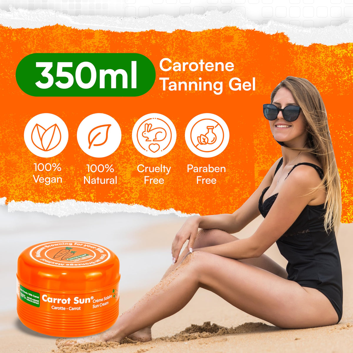 Carrot Sun gel texture close-up illustrating quick absorption benefit