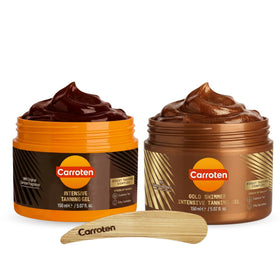 Carroten front packaging showing two 5 oz tubes and spatula for easy application