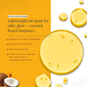 Carroten ingredients label detail showing carrot and coconut oils benefit