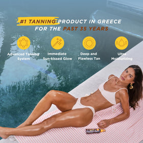 Carroten lifestyle beach towel scene suggesting summer scent and bronzed look