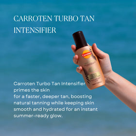 Carroten tanning oil texture on skin demonstrating hydration and sheen