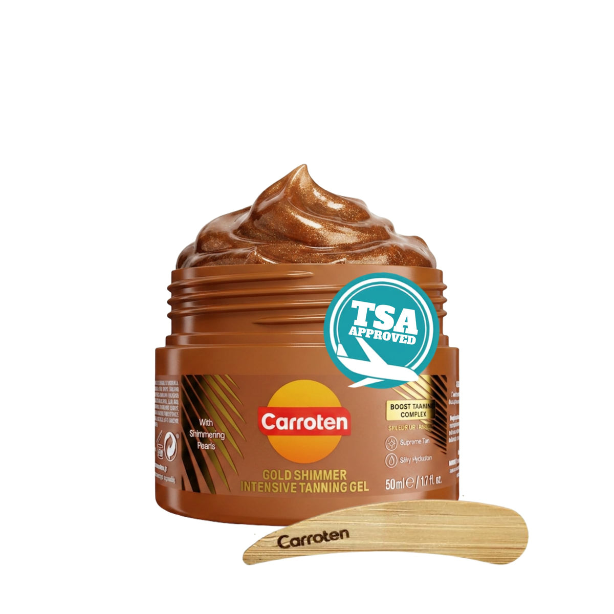 Carroten front tube shot showing compact travel-friendly packaging and quick glow
