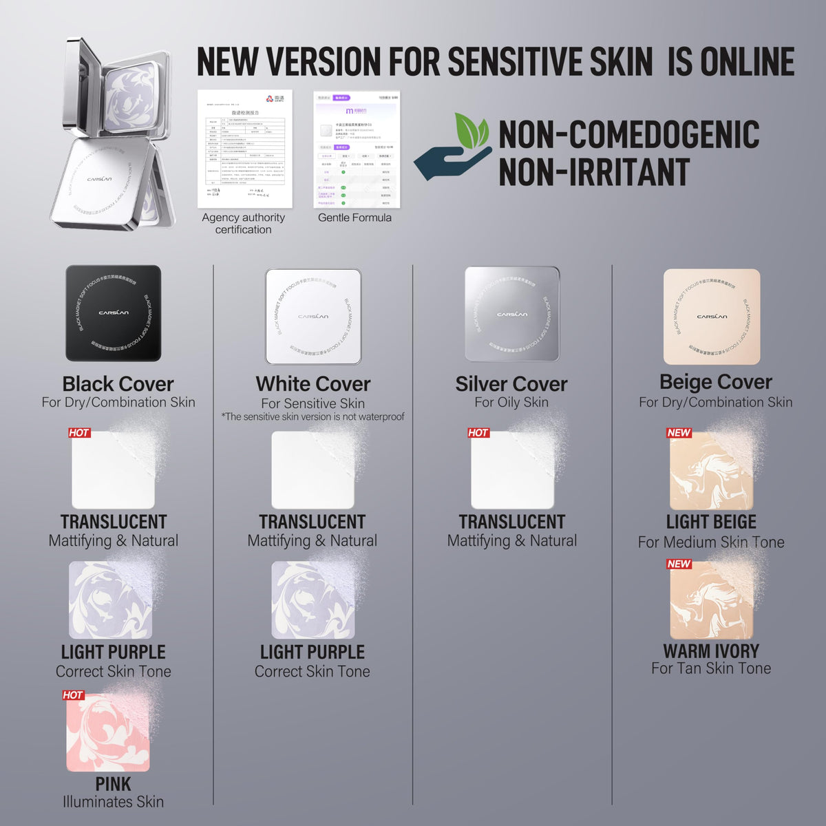 CARSLAN application on model portrait showing oil-control matte finish benefit