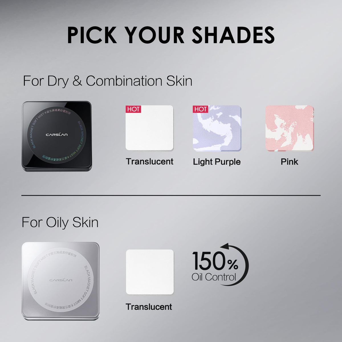 CARSLAN powder blotting demonstration reducing shine for fresh look