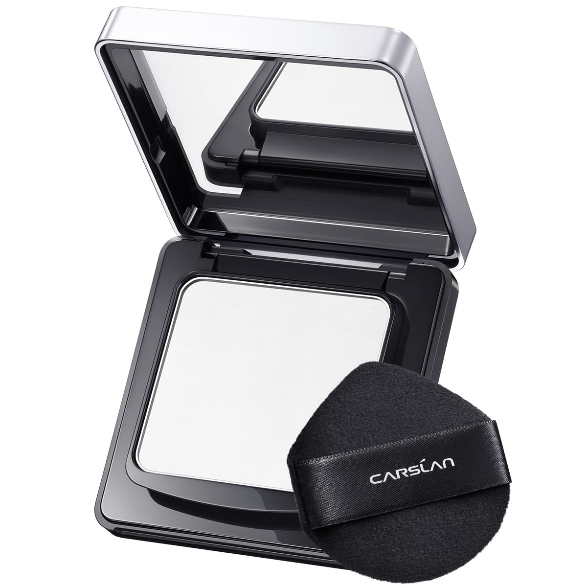 CARSLAN compact front packaging showing sleek matte case and label benefit