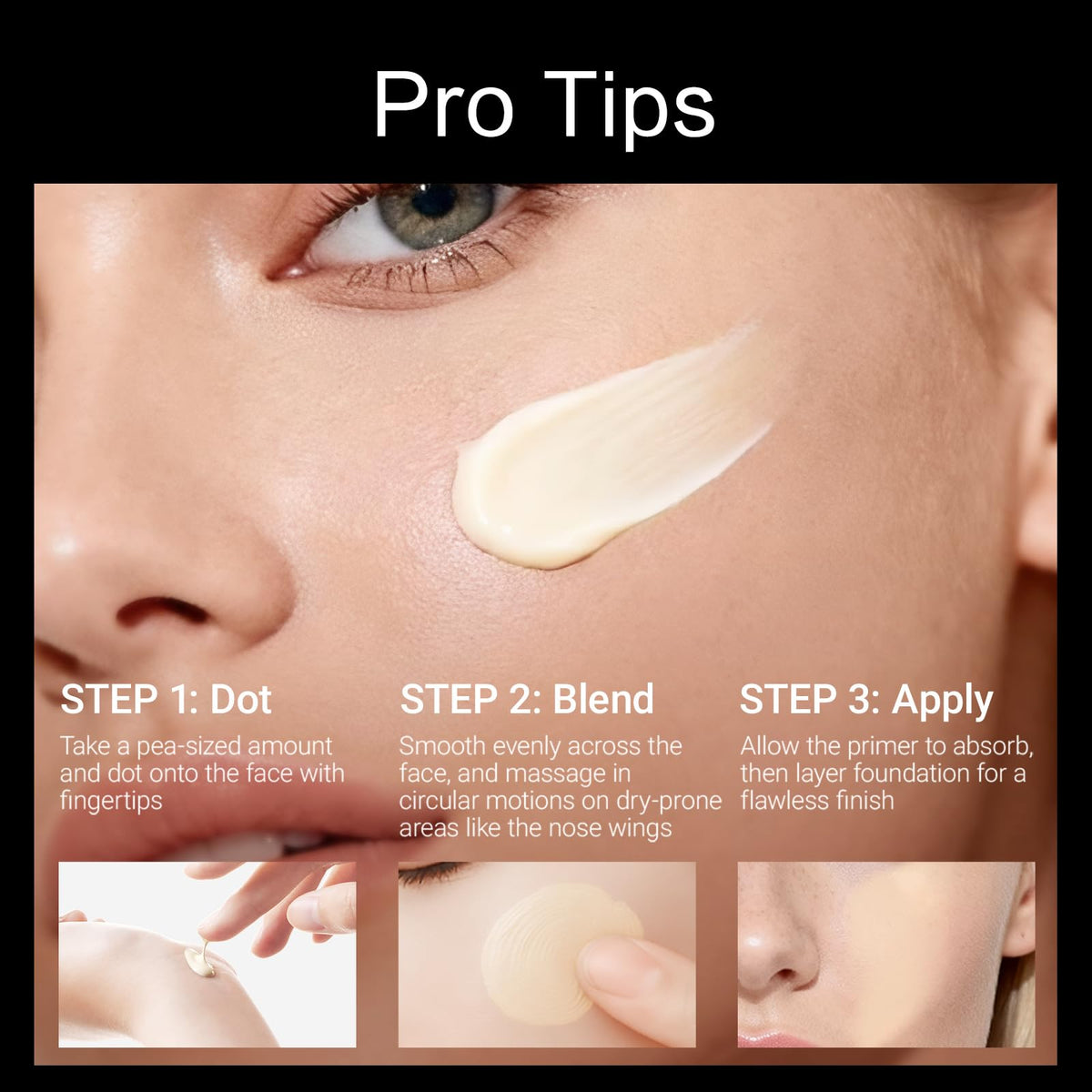 CARSLAN lifestyle image of finished makeup over primer for lasting-wear benefit
