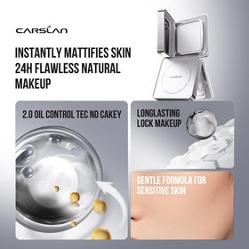 CARSLAN powder pan close-up revealing smooth pressed finish and blur effect
