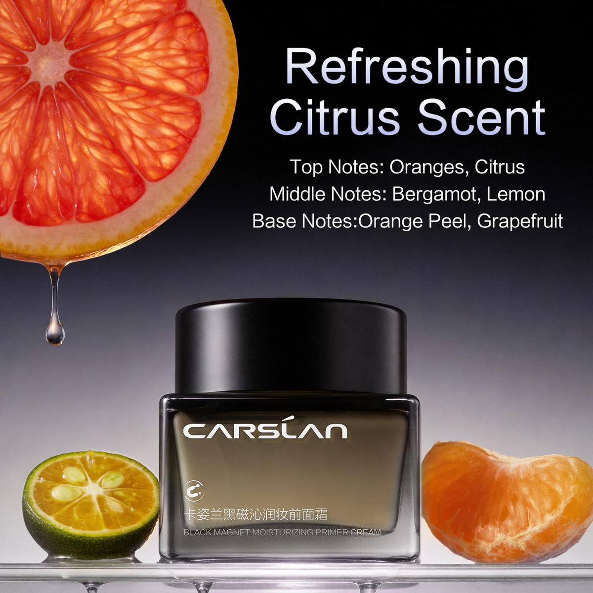 CARSLAN primer with makeup tools showing prep routine convenience benefit
