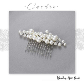 CASDRE hair comb placed with veil showing low-profile complement and compatibility