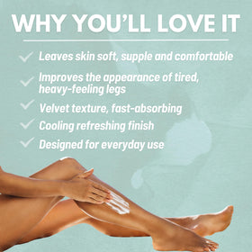 CASTANEA cream being massaged into legs for cooling relief