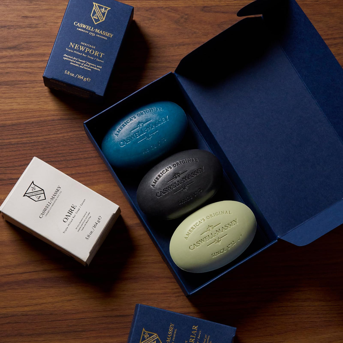 caswell-massey triple-milled soap close-up texture shows dense surface benefit: creamy, long-lasting lather