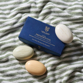 Caswell‑Massey Jockey Club bar angled to show refined fragrance benefit