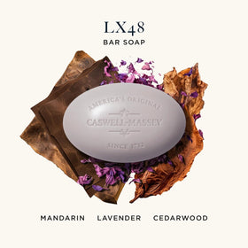 Caswell-Massey LX48 soap bar angled to show shape and triple-milled density benefit