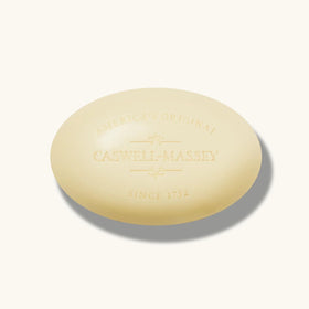 Caswell-Massey soap on shower shelf illustrating everyday use and water-resistant bar