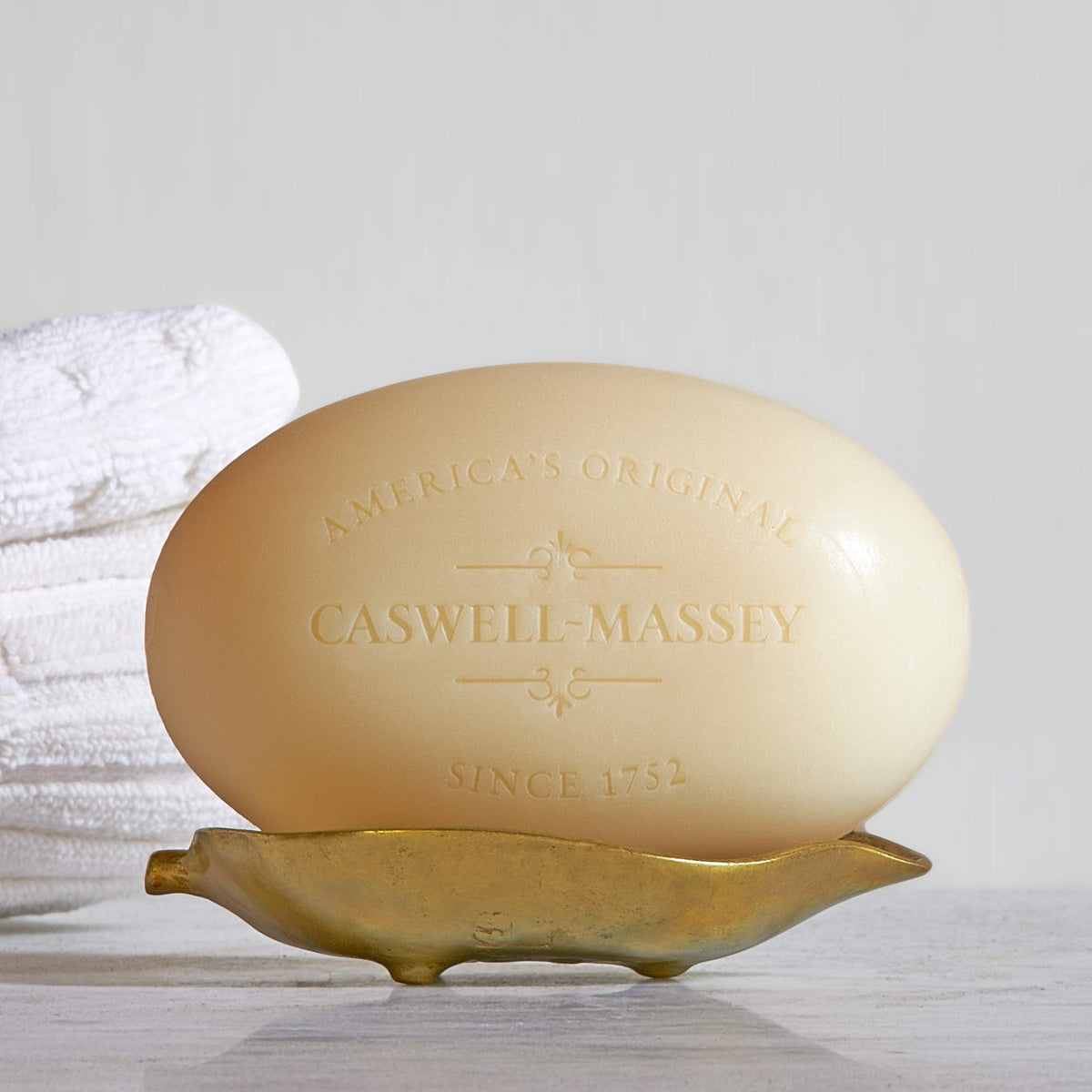 Caswell-Massey lather in hand demonstrating creamy foam and moisturizing performance