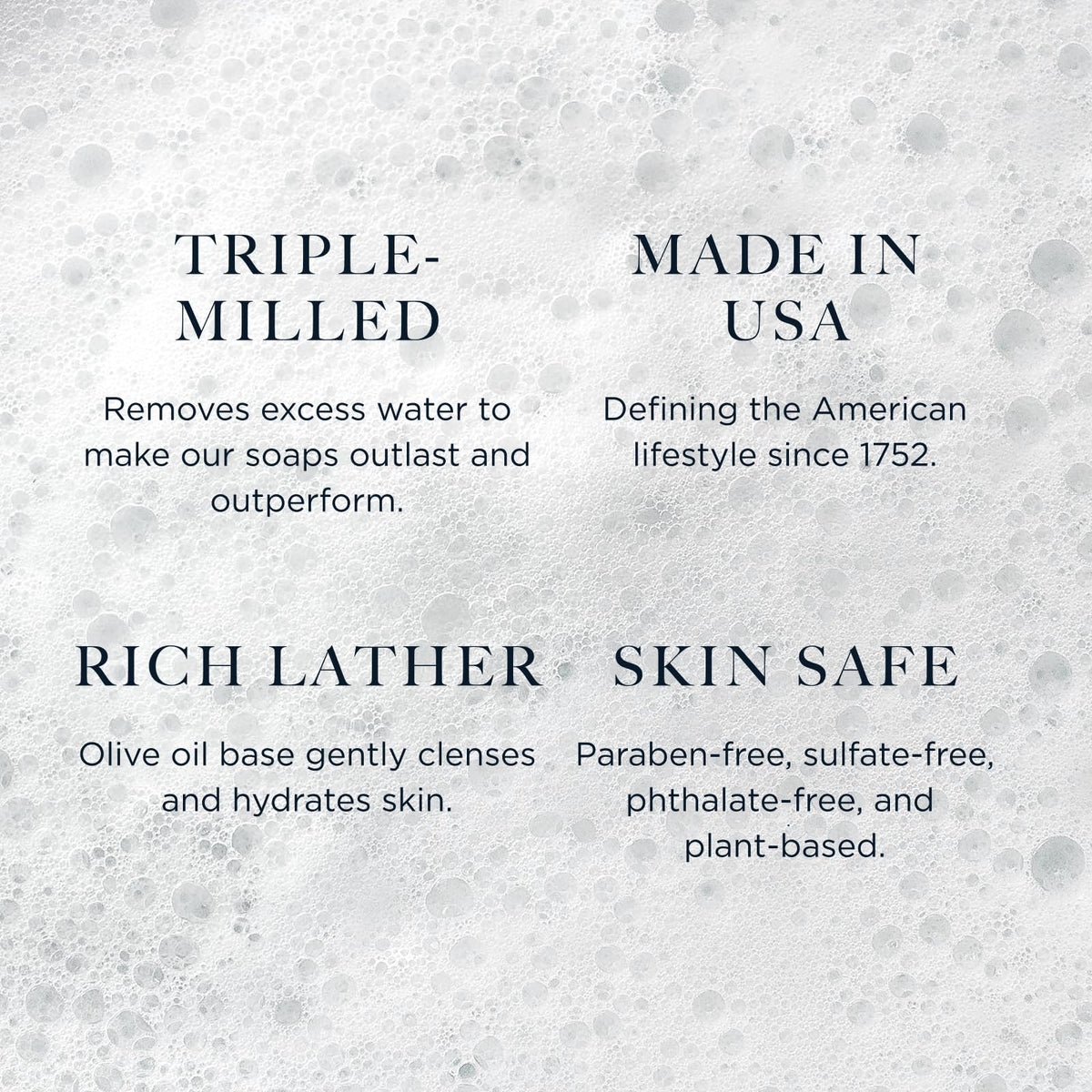 Caswell-Massey soap producing creamy lather for gentle, moisturizing cleanse
