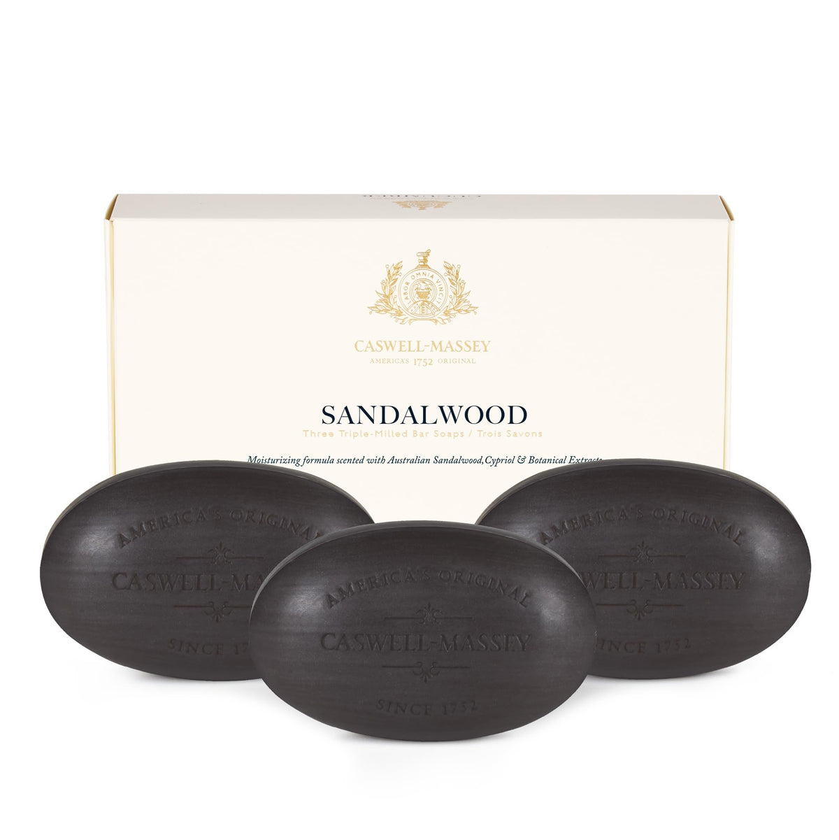 Caswell-Massey front packaging showing elegant gift-ready box and branding benefit