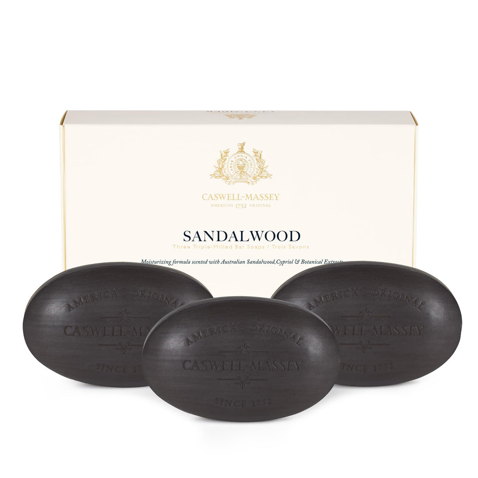 Caswell-Massey front packaging showing elegant gift-ready box and branding benefit