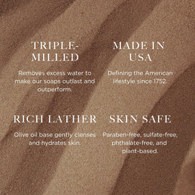 Caswell-Massey lathering in hand demonstrating rich foam and gentle cleansing