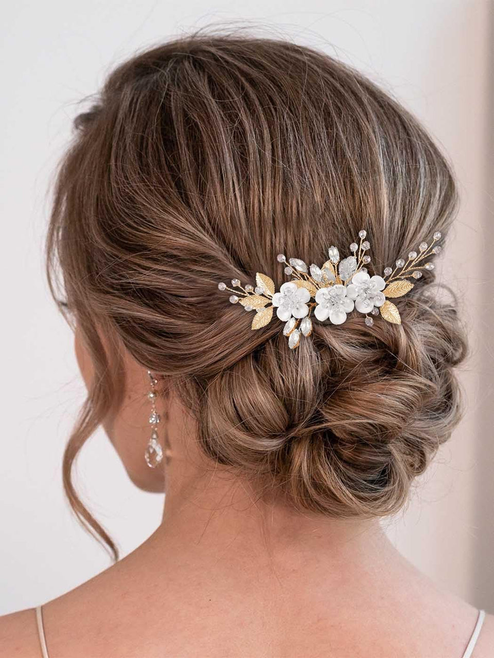 Catery front view of bridal hair comb showing overall design and sparkle