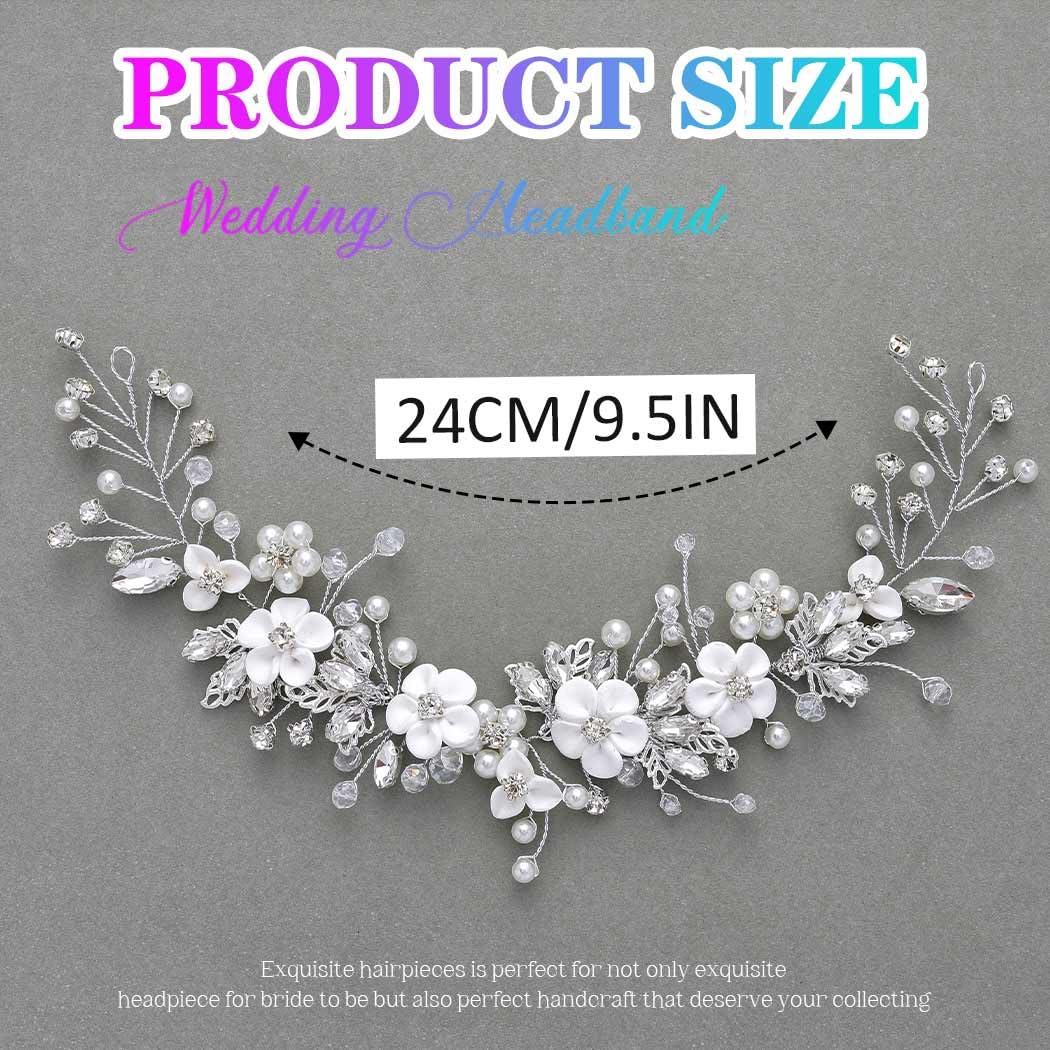 Catery hair vine worn on bride updo illustrating elegant finished look