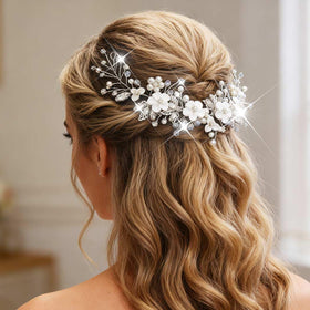 Catery textured white flowers and silver leaves for a romantic accent