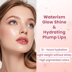 Catkin balm applied on lips in lifestyle shot showing dewy finish and natural glow benefit