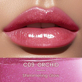 Catkin applied on lips demonstrating dewy shine and plumping benefit