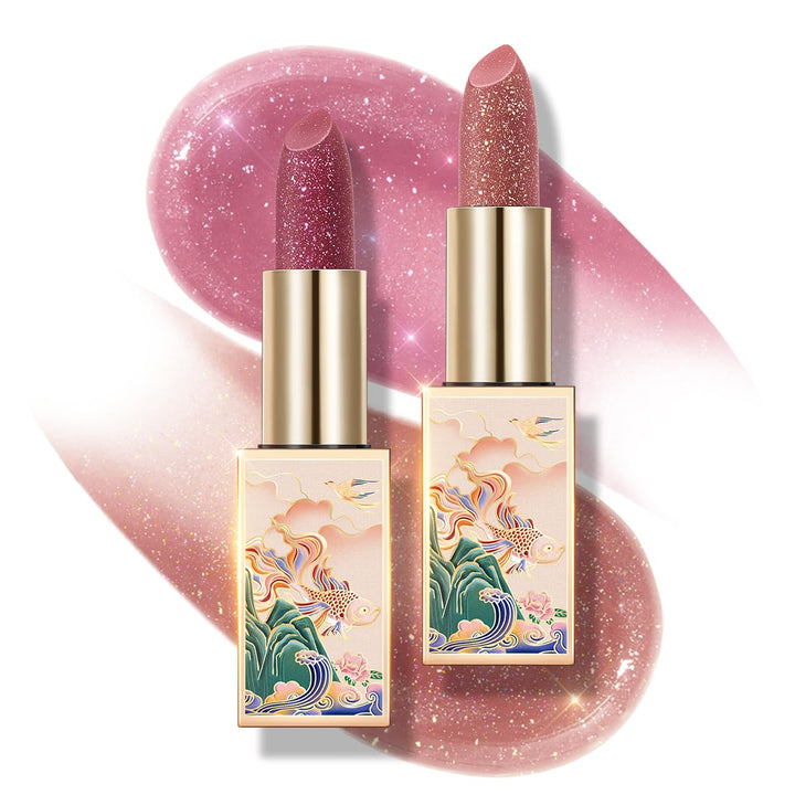 Catkin front packaging duo showing two tinted balm sticks and branding benefit: convenient set