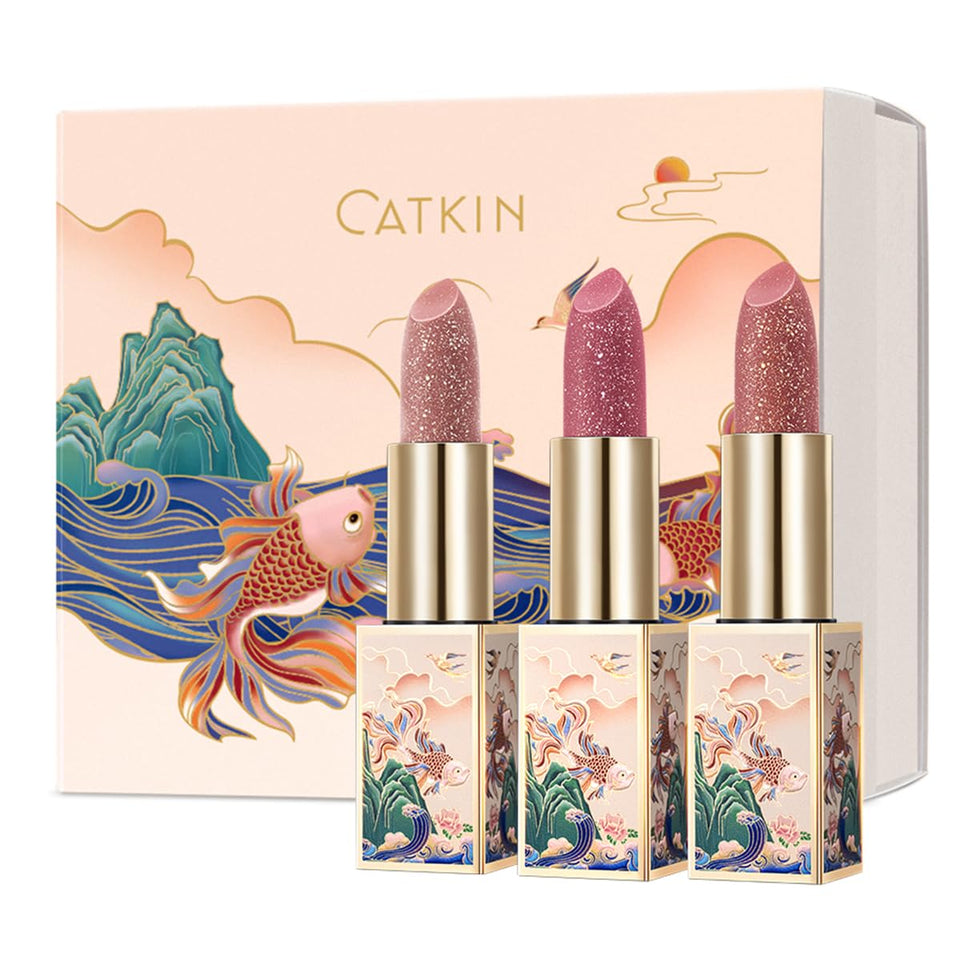 Catkin front packaging trio gift box showing elegant cases and nourishing benefits