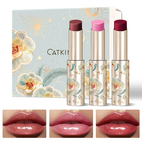 CATKIN front packaging showing three gloss balms and gift-ready box benefit: presentable set