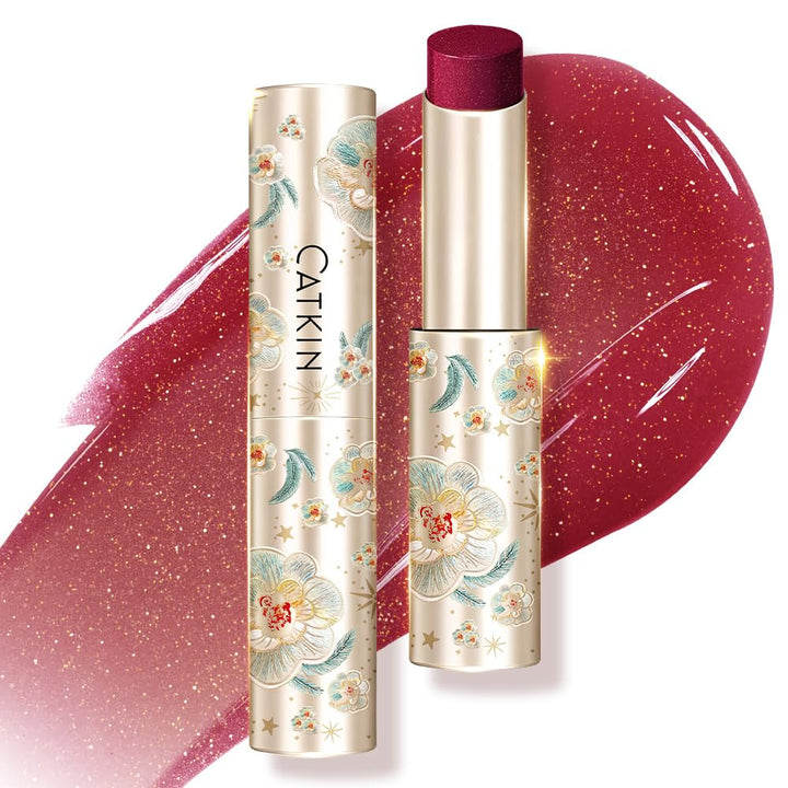 Catkin front packaging showing compact hibiscus tinted balm and glossy finish