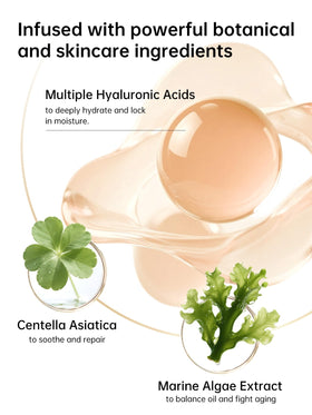 Catkin foundation texture swiped on skin illustrating smooth satin finish