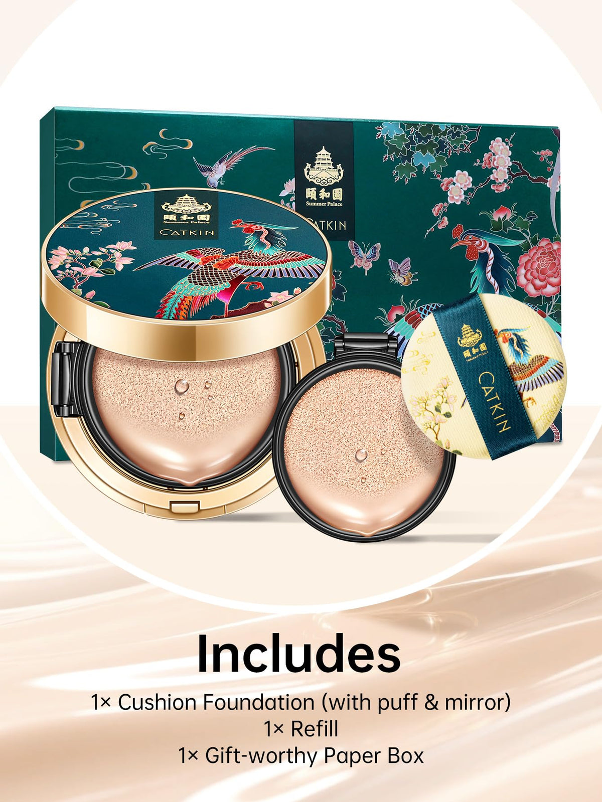 Catkin compact in a handbag for on-the-go application convenience