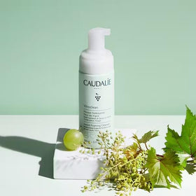 Caudalie application on wet skin demonstrating quick rinse benefit