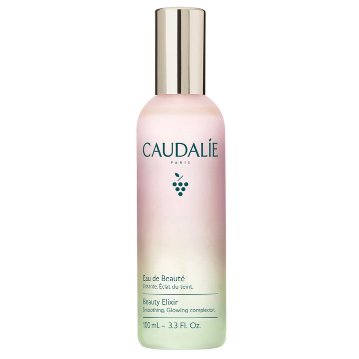 Caudalie front packaging showing the 100 mL Beauty Elixir with glow benefit